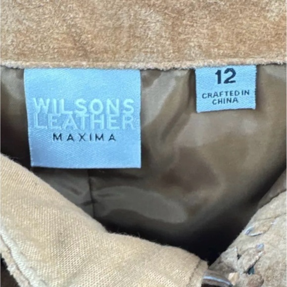 Women's Wilson's Leather Suede Tan Y2K Flare Pants (12) - NWT - Inseam 34” - Picture 5 of 6